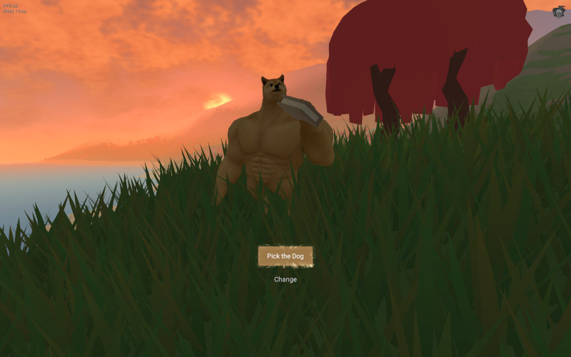 Open world terrain with forests and a village under a day and night sky